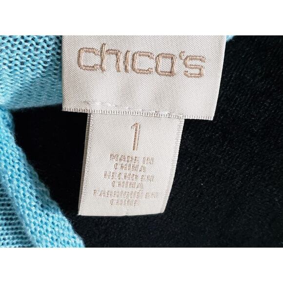Chico's Women's Blue Solid Ramie Casual Round Neck Long Sleeve Sweater Size 1/M - Picture 8 of 12